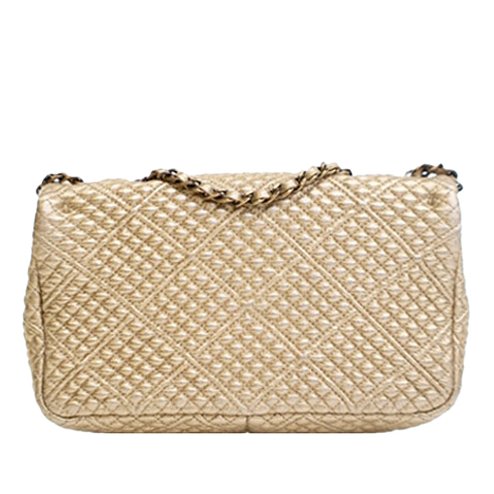 Chanel Small Micro Matelassé Metallic Cuir d'agneau Coin à rabat