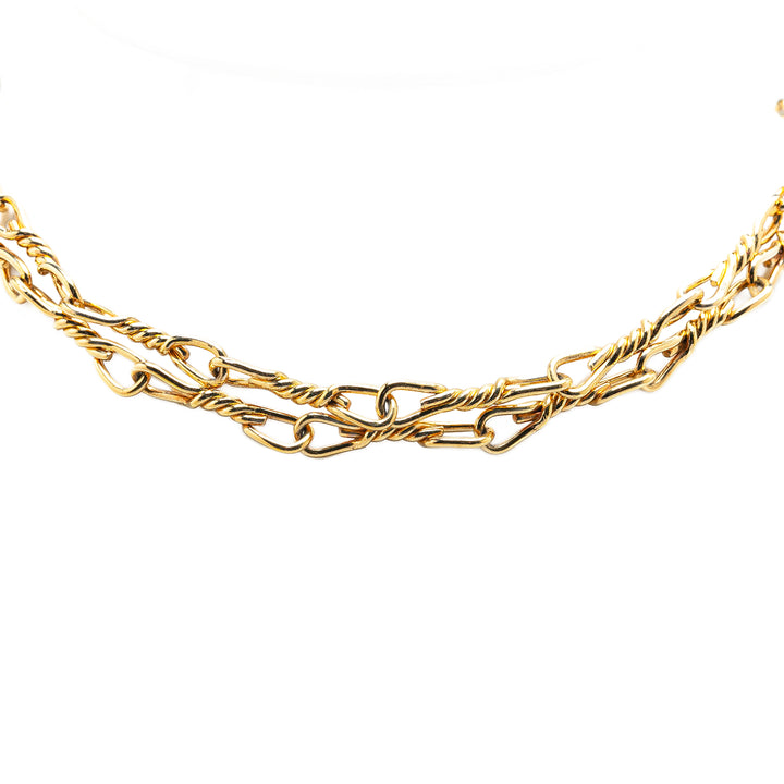 Gold Plated Double Chain Necklace Gold - Gaby Paris