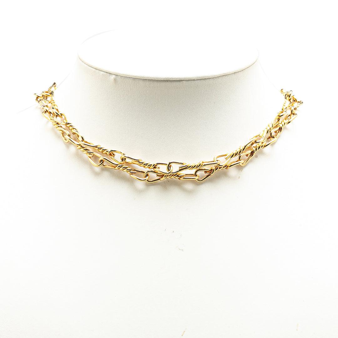 Gold Plated Double Chain Necklace Gold - Gaby Paris