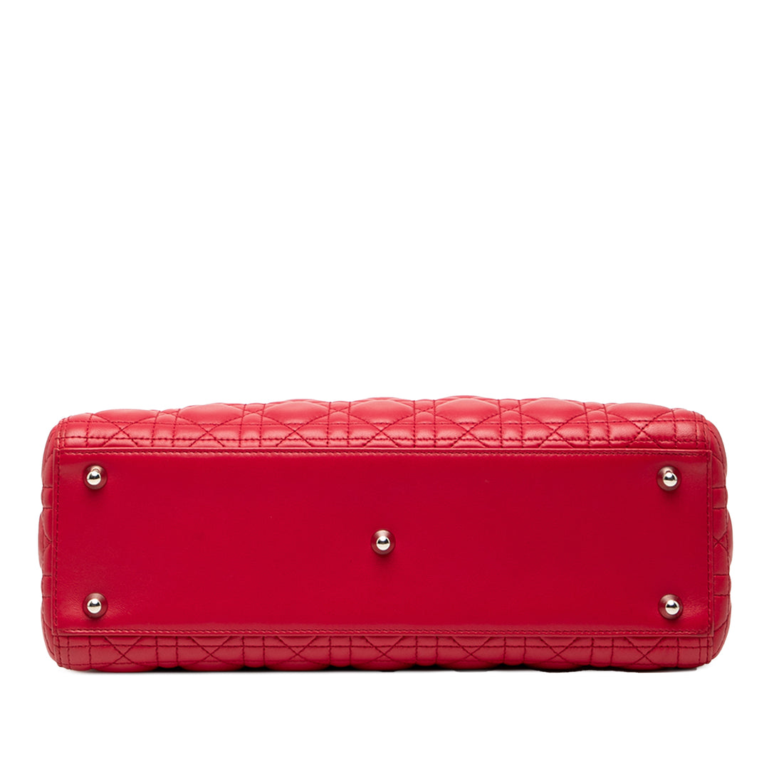 Lady Dior Cannage Grand Cuir d'agneau Rouge