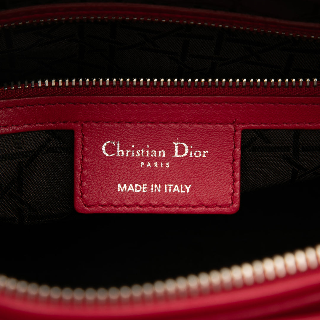 Lady Dior Cannage Grand Cuir d'agneau Rouge