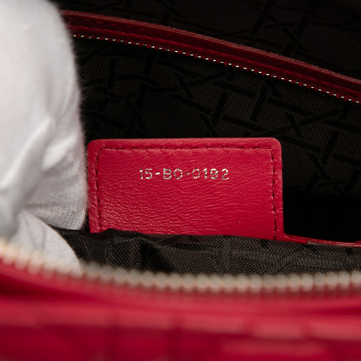 Lady Dior Cannage Grand Cuir d'agneau Rouge