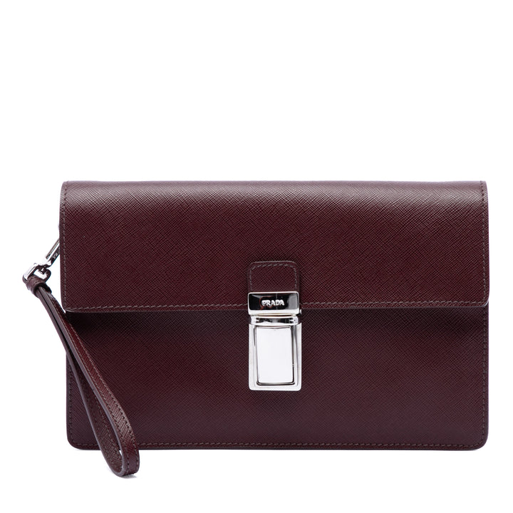 Push Lock Pochette Saffiano Rouge
