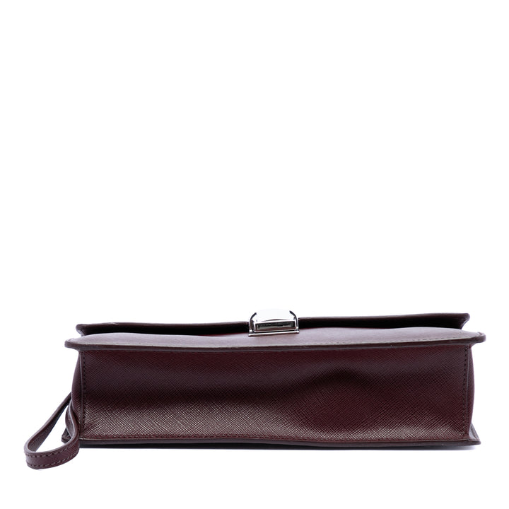 Push Lock Pochette Saffiano Rouge