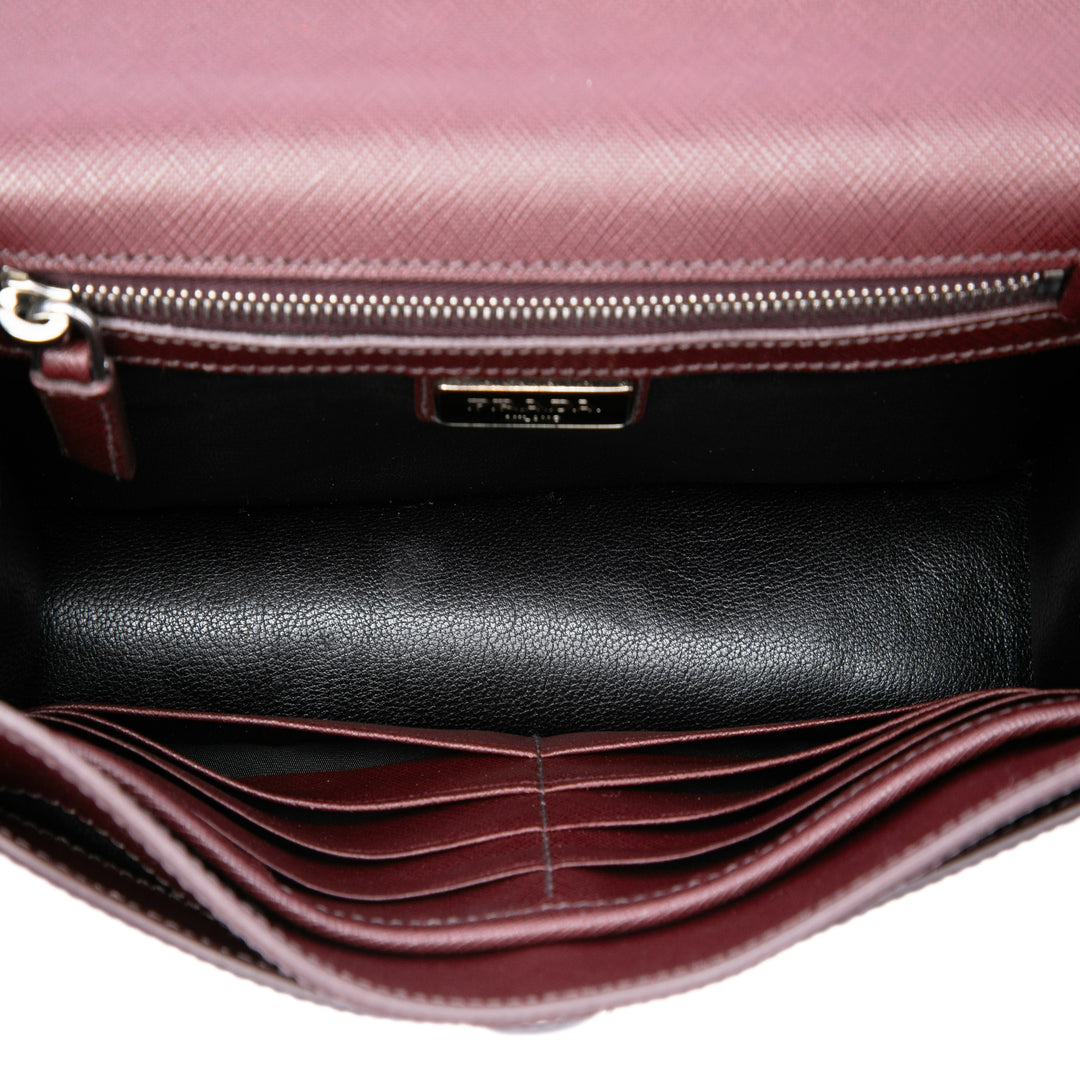 Push Lock Pochette Saffiano Rouge