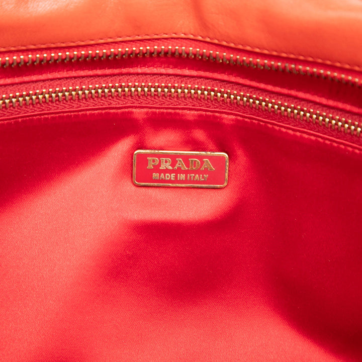 Prada Tissé Madras Bauletto Sac Cuir de chèvre Rouge – vue 5 – GABY PARIS