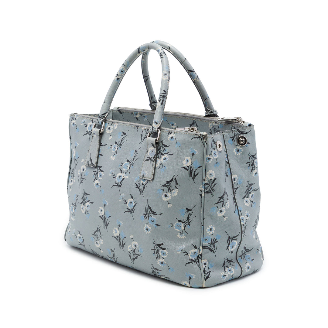 Prada Sac à main Lux Galleria Imprimé Double Zippé Saffiano Moyen Gris – vue 2 – GABY PARIS