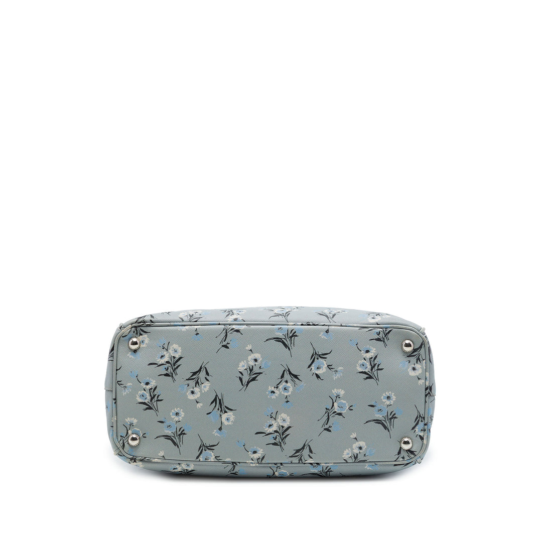 Prada Sac à main Lux Galleria Imprimé Double Zippé Saffiano Moyen Gris – vue 3 – GABY PARIS