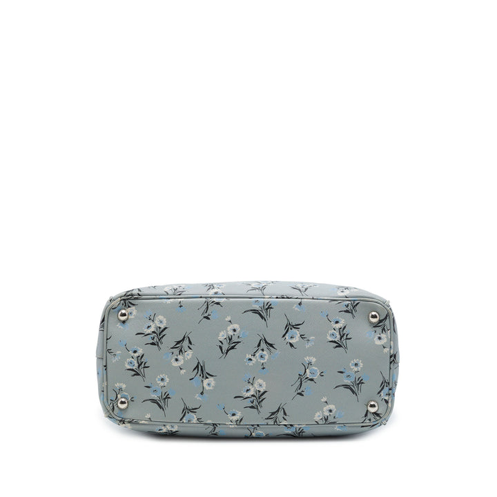 Prada Sac à main Lux Galleria Imprimé Double Zippé Saffiano Moyen Gris – vue 3 – GABY PARIS