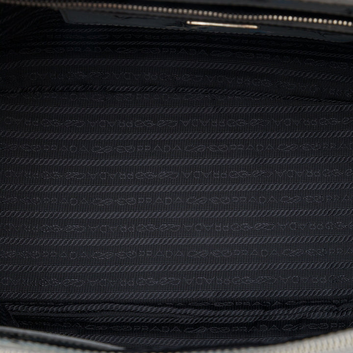 Prada Sac à main Lux Galleria Imprimé Double Zippé Saffiano Moyen Gris – vue 4 – GABY PARIS