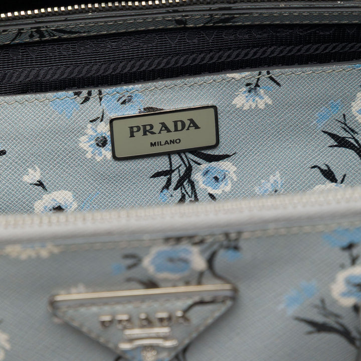 Prada Sac à main Lux Galleria Imprimé Double Zippé Saffiano Moyen Gris – vue 5 – GABY PARIS