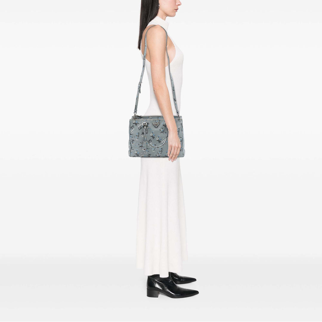 Prada Sac à main Lux Galleria Imprimé Double Zippé Saffiano Moyen Gris – vue 6 – GABY PARIS