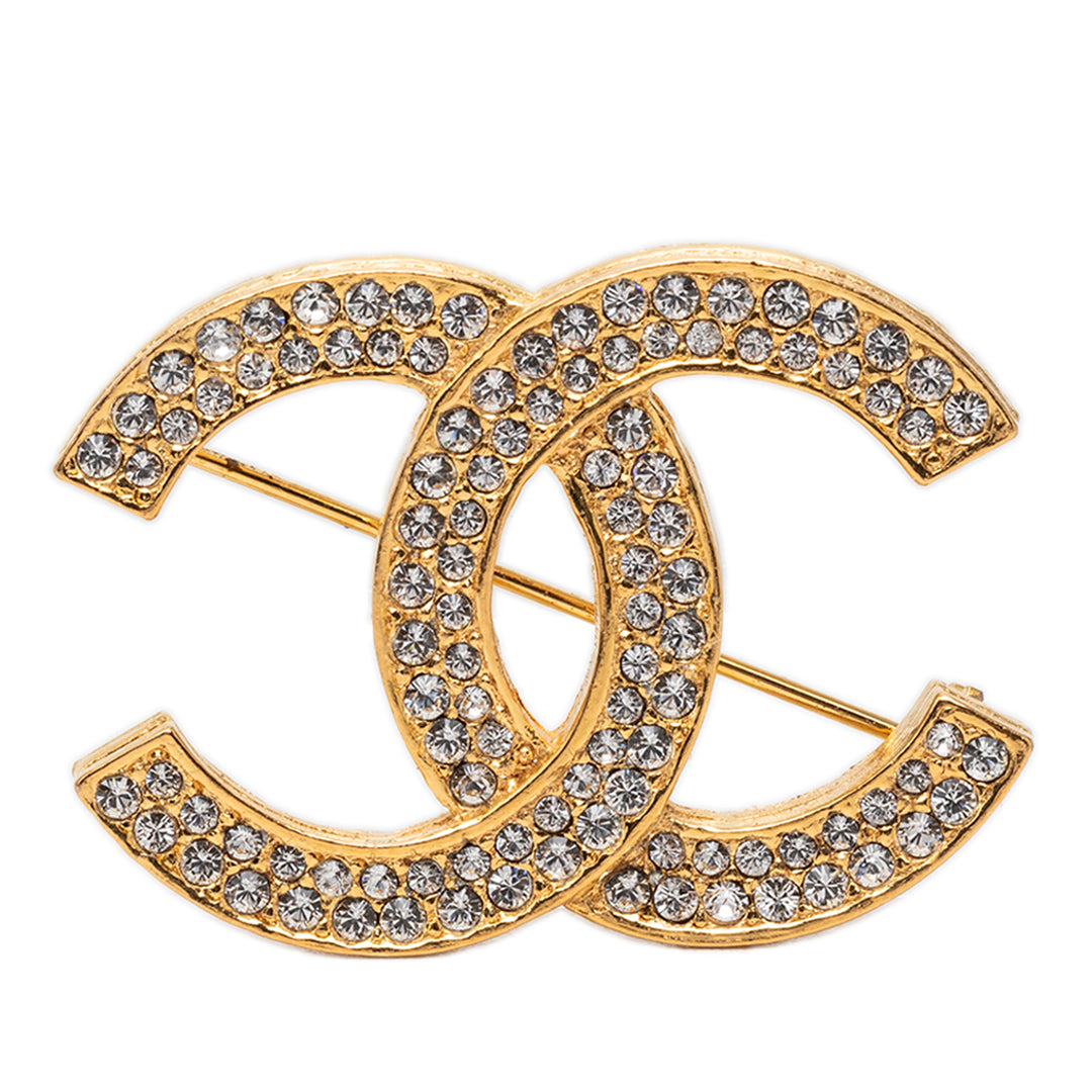 Chanel CC plaqué Strass Broche