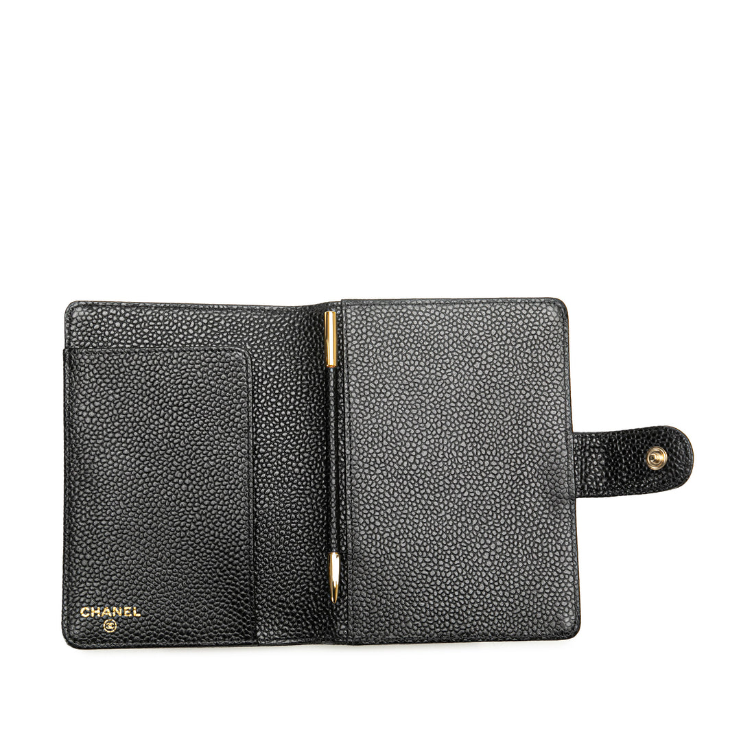 Mini Caviar Agenda Cover Black - Gaby Paris