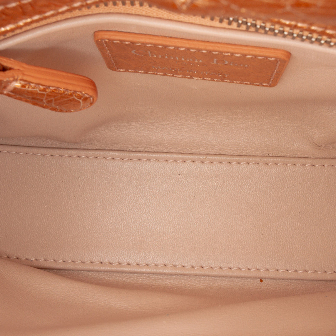 Dior Mini Métallisé Crinkled Cuir de veau Cannage Lady Dior Marron – GABY PARIS Authentique