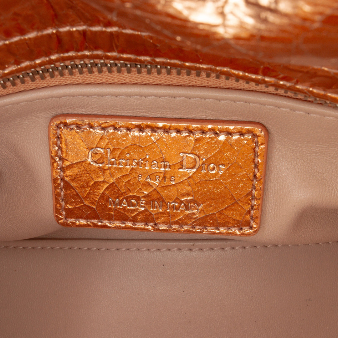 Dior Mini Métallisé Crinkled Cuir de veau Cannage Lady Dior Marron – GABY PARIS Authentique