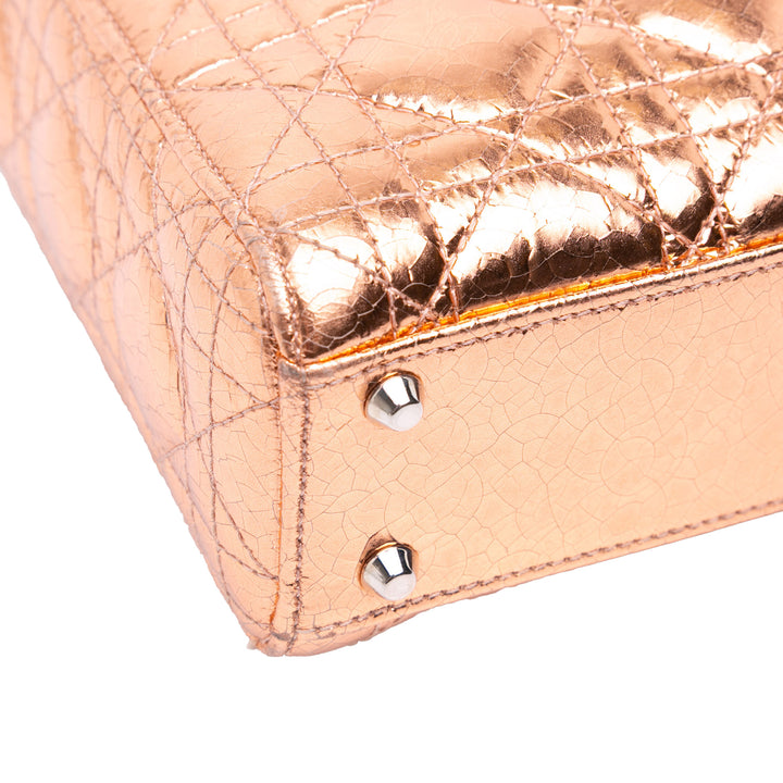 Dior Mini Métallisé Crinkled Cuir de veau Cannage Lady Dior Marron – GABY PARIS Authentique