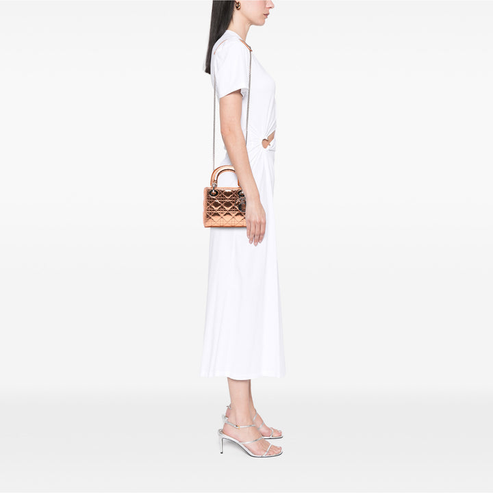 Dior Mini Métallisé Crinkled Cuir de veau Cannage Lady Dior Marron – GABY PARIS Authentique