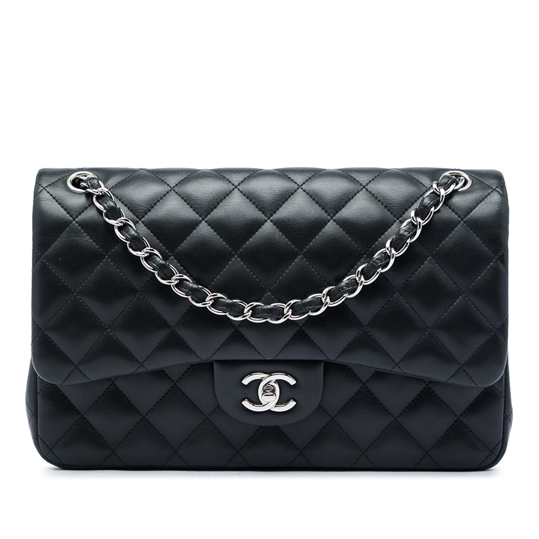 Chanel Classic Double rabat Jumbo Cuir d'agneau Noir