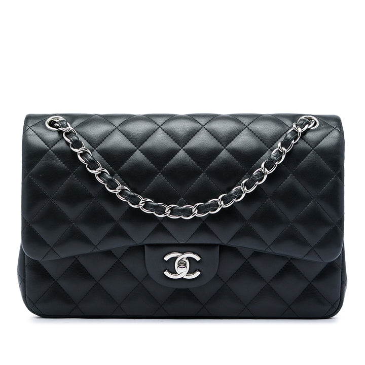 Chanel Classic Double rabat Jumbo Cuir d'agneau Noir