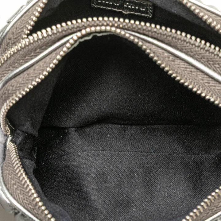 Miu Miu Nappa Matelasse Double Zip Pochette Argenté – GABY PARIS Authentique