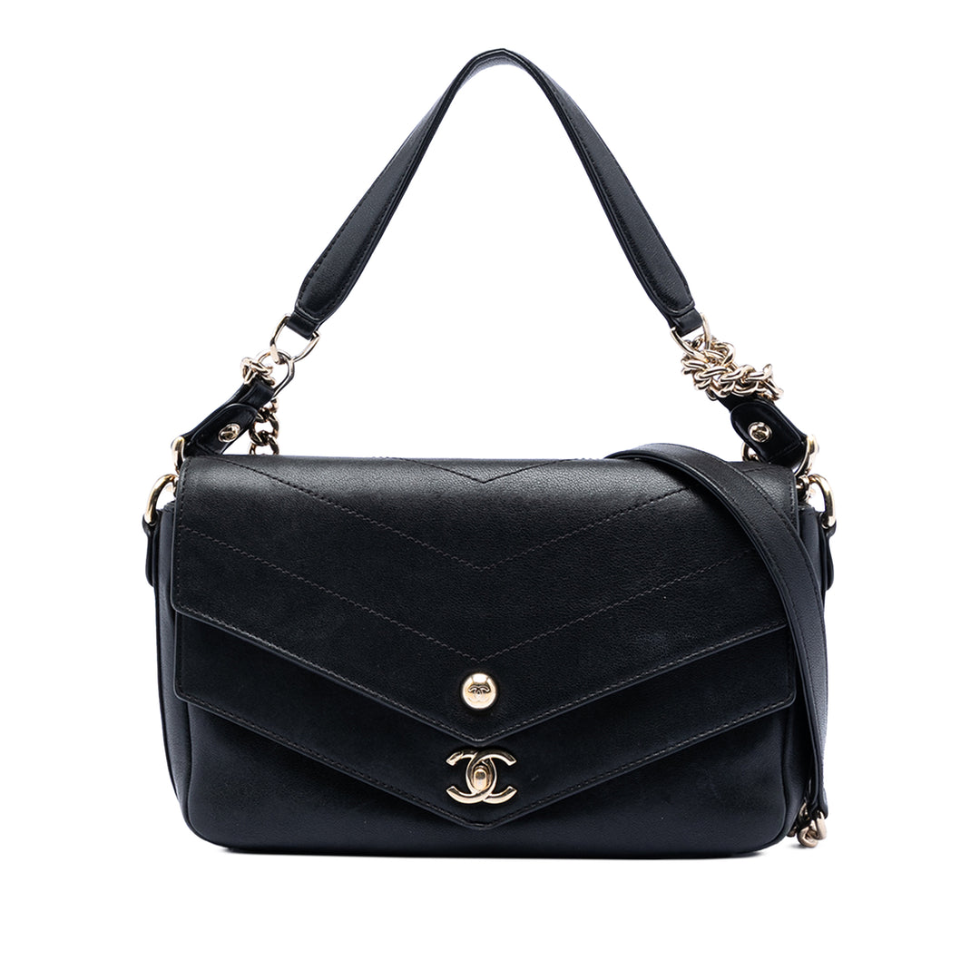 Chanel Matelassé Double Chevron à rabat Mini Cuir de mouton