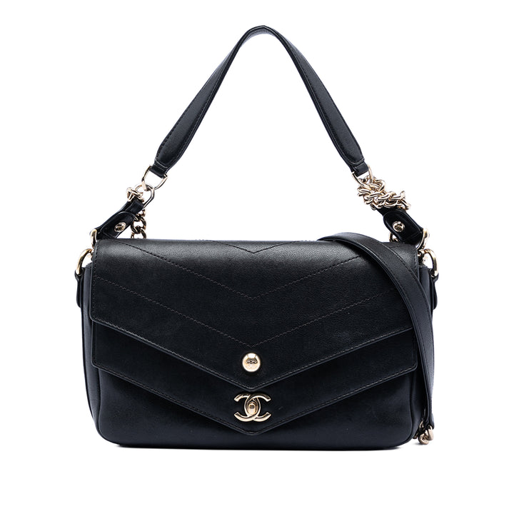 Chanel Matelassé Double Chevron à rabat Mini Cuir de mouton