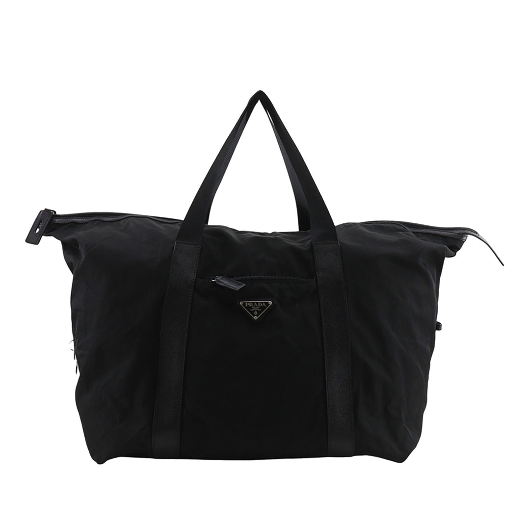Prada Sac de voyage à finitions de voyage Saffiano Noir – vue principale – GABY PARIS