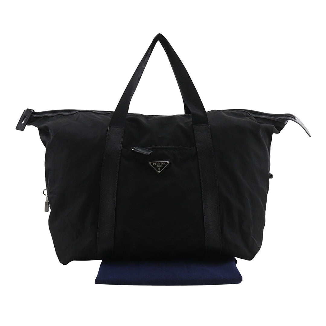 Prada Sac de voyage à finitions de voyage Saffiano Noir – vue 24 – GABY PARIS