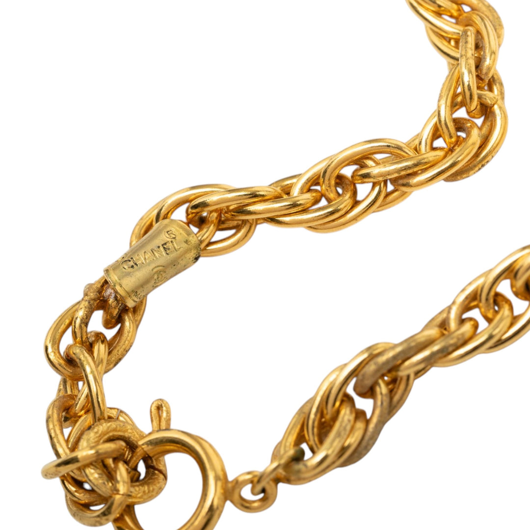 CC plaqué et Strass Pendant Collier Doré