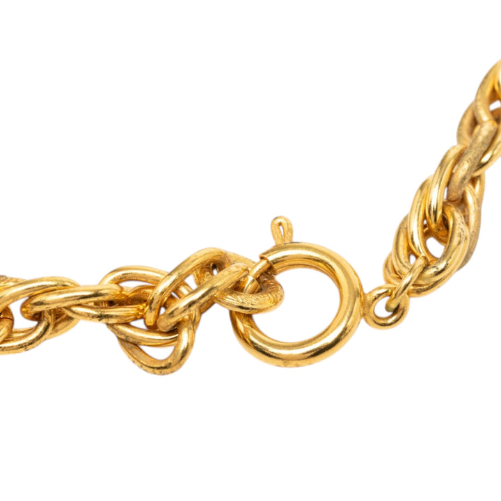 CC plaqué et Strass Pendant Collier Doré