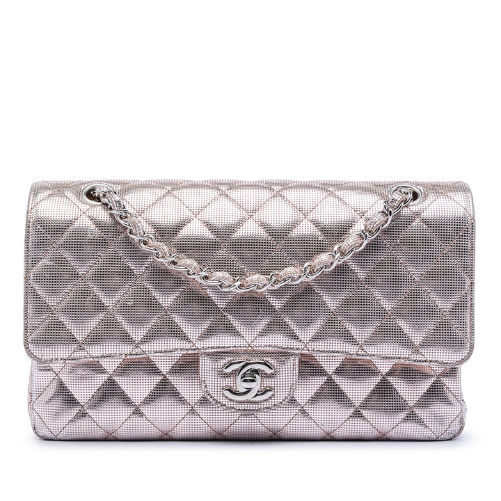 Chanel Medium Classic Cuir de veau Pixel Effect Double rabat