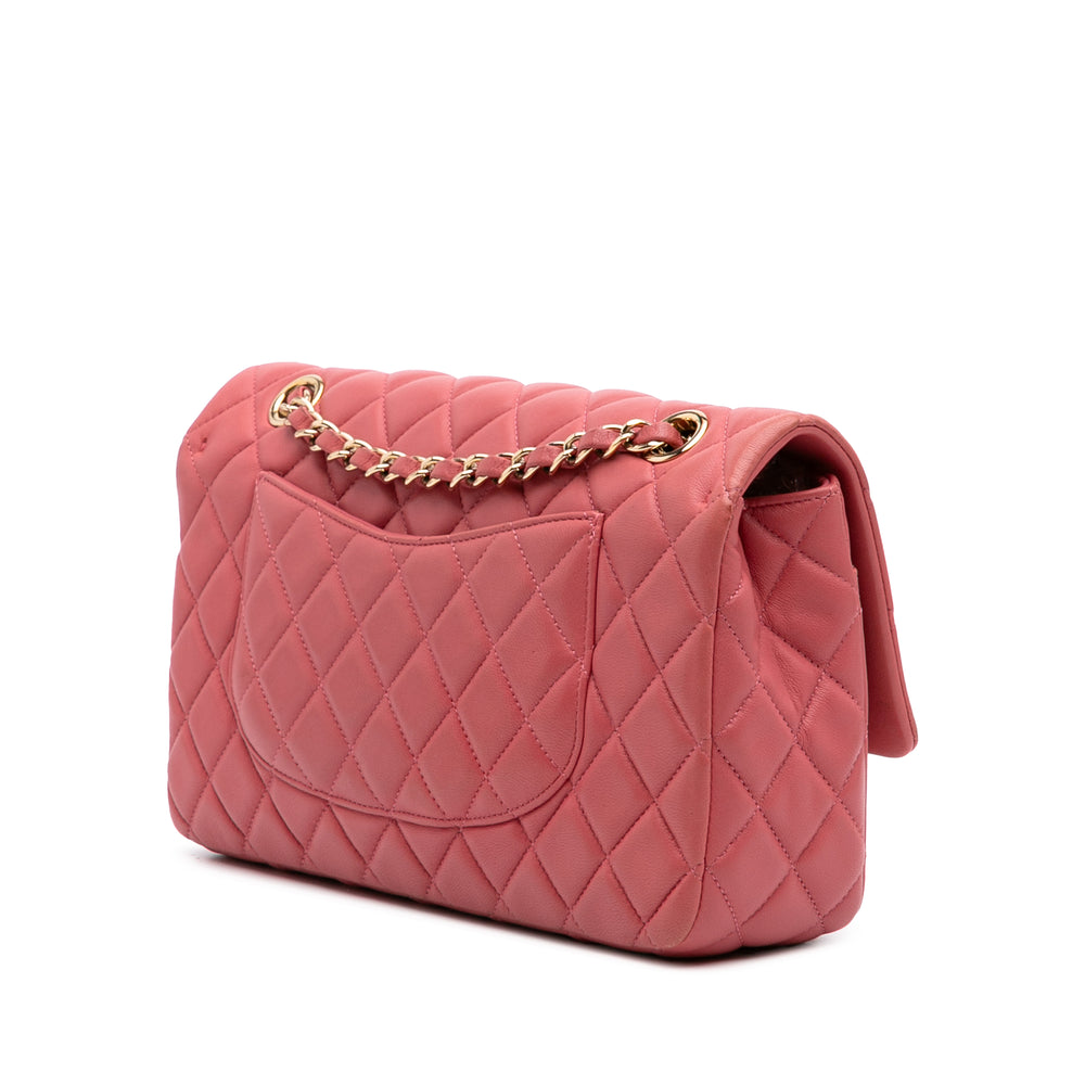 Medium Classic Lambskin Valentines Heart Charms Single Flap Pink - Gaby Paris