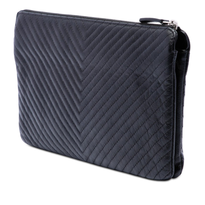 Chanel CC Chevron Caviar Zip Pochette