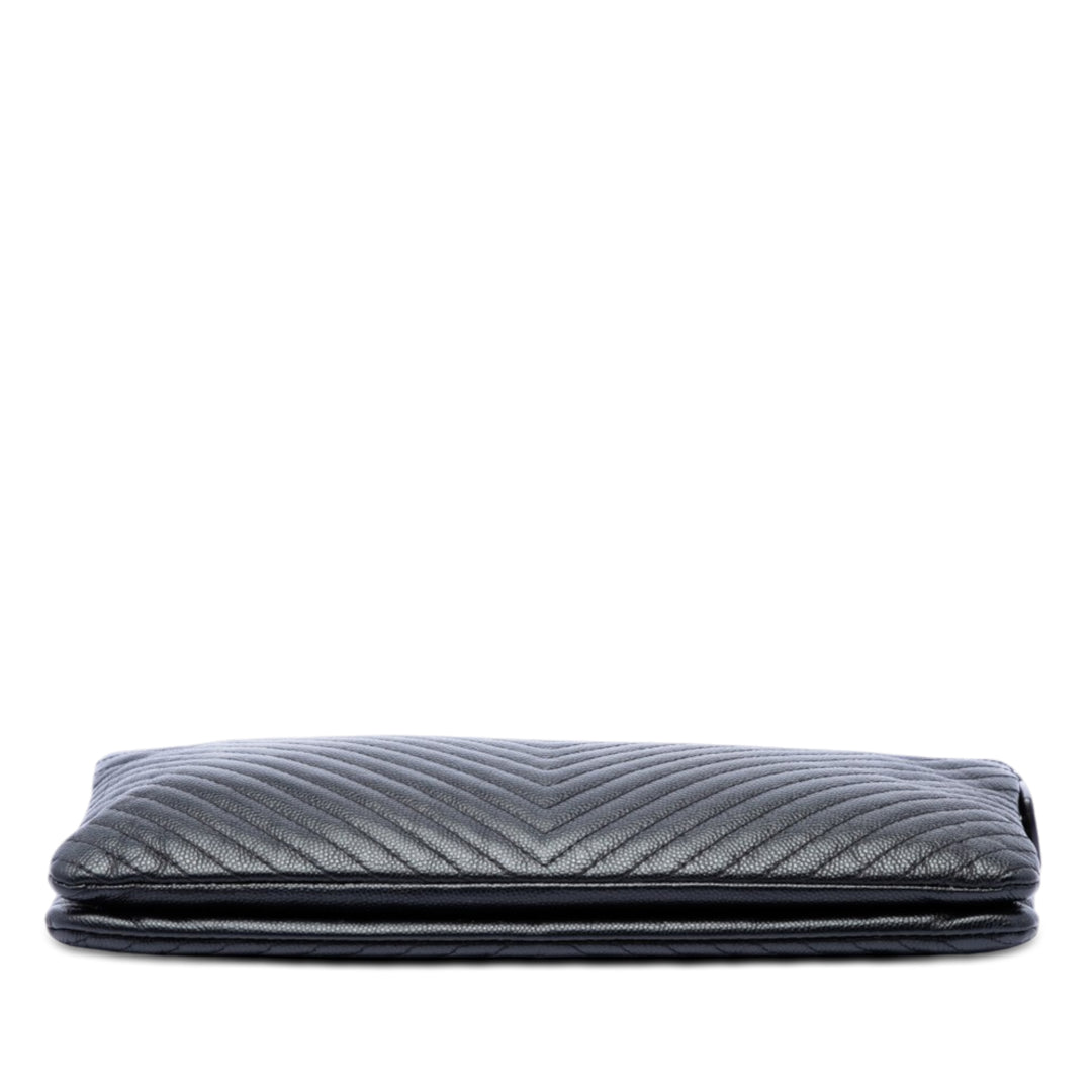 Chanel CC Chevron Caviar Zip Pochette