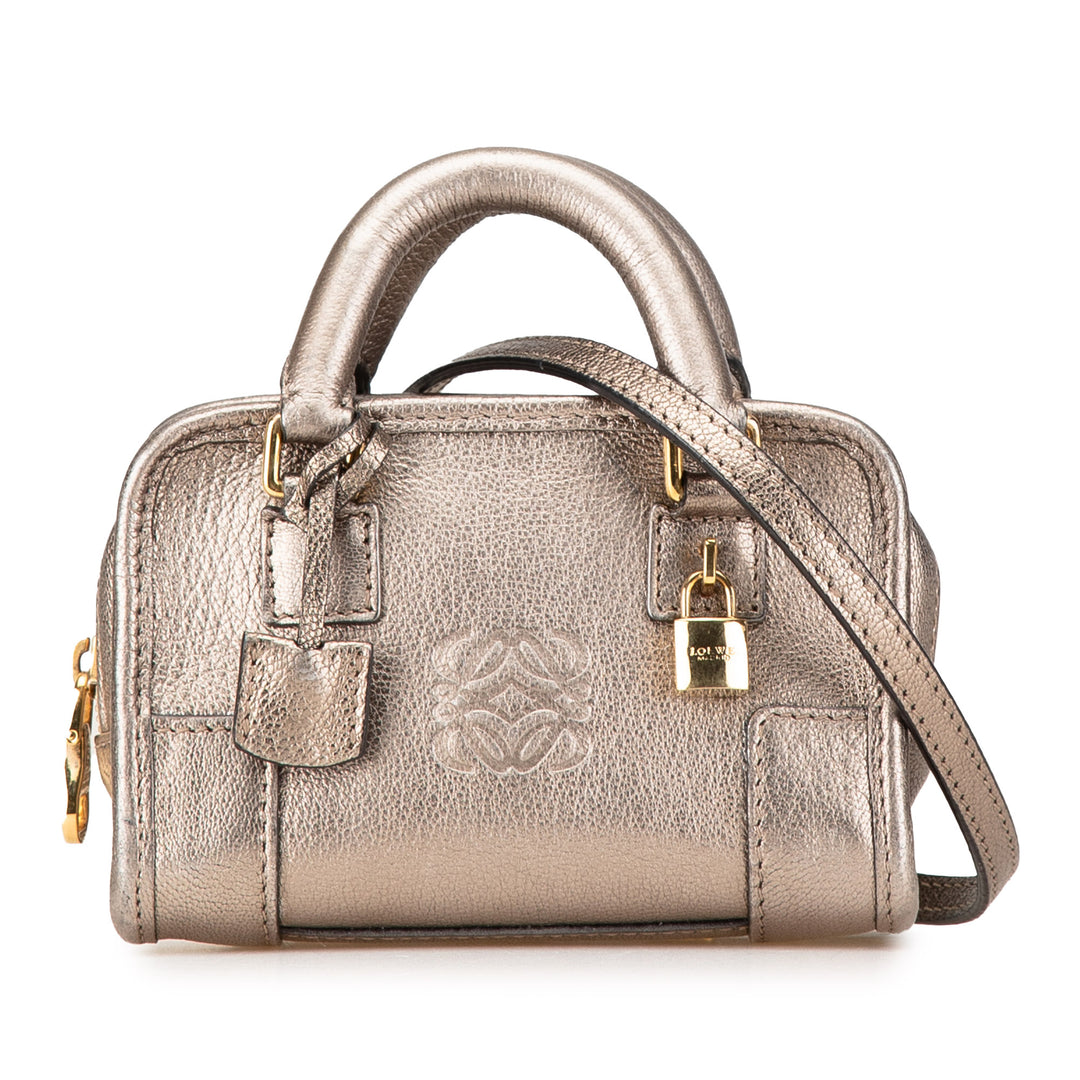 Micro Metallic Leather Amazona Satchel Gold - Gaby Paris