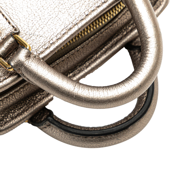 Micro Metallic Leather Amazona Satchel Gold - Gaby Paris