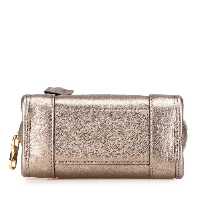 Micro Metallic Leather Amazona Satchel Gold - Gaby Paris