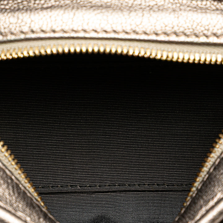 Micro Metallic Leather Amazona Satchel Gold - Gaby Paris