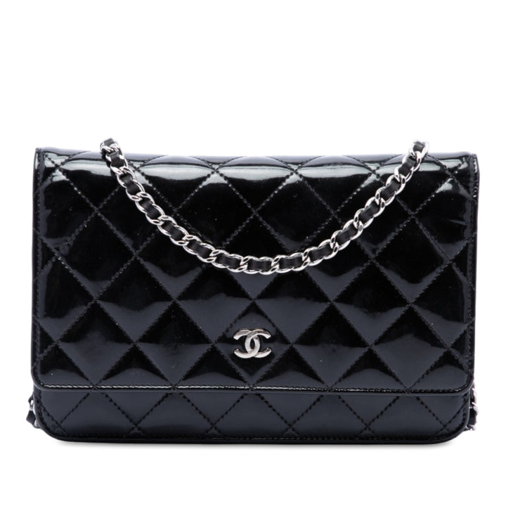 Chanel CC Matelassé Wallet on Chain Noir – vue principale – GABY PARIS