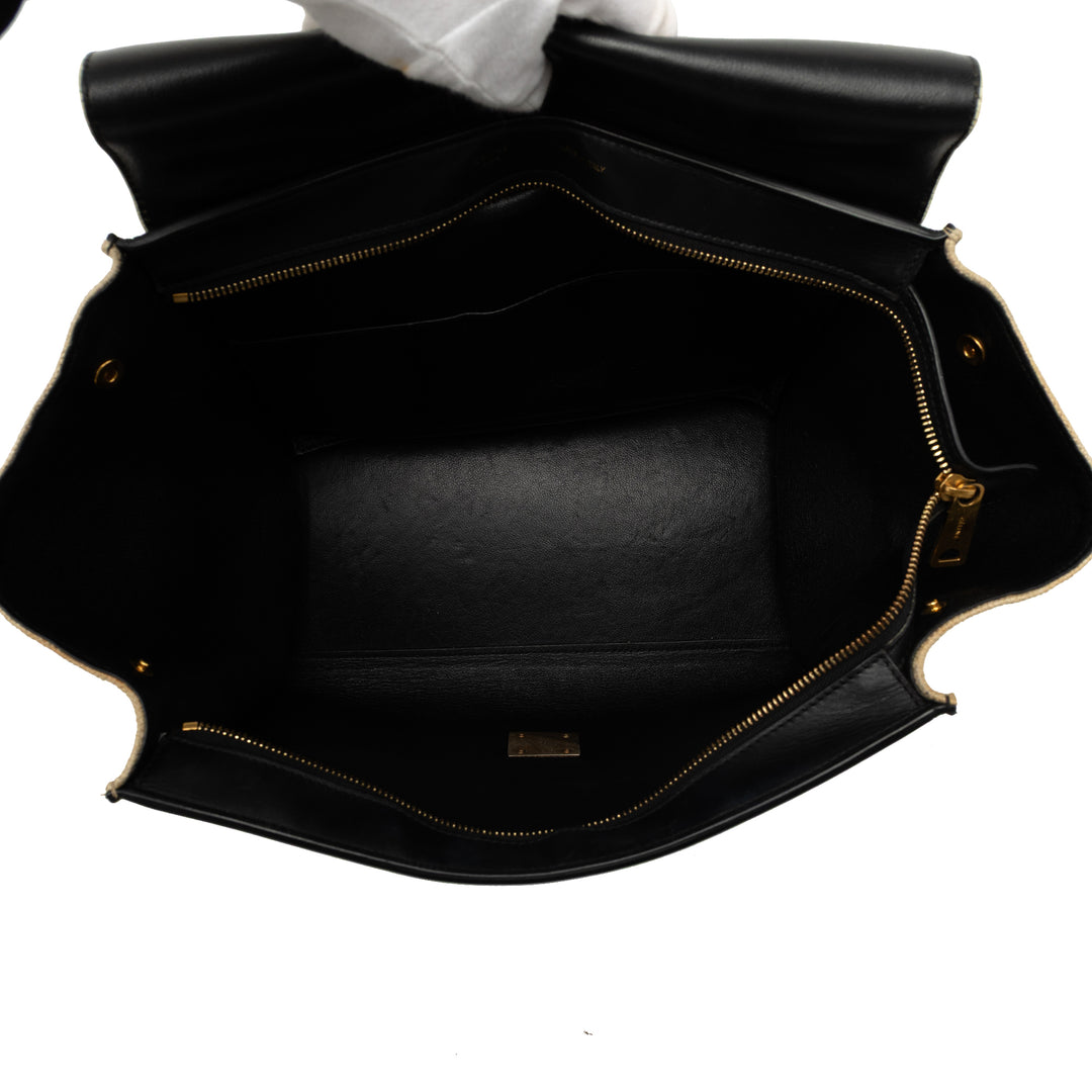 Celine Medium Tricolor Cuir de veau et Toile Trapeze Sac
