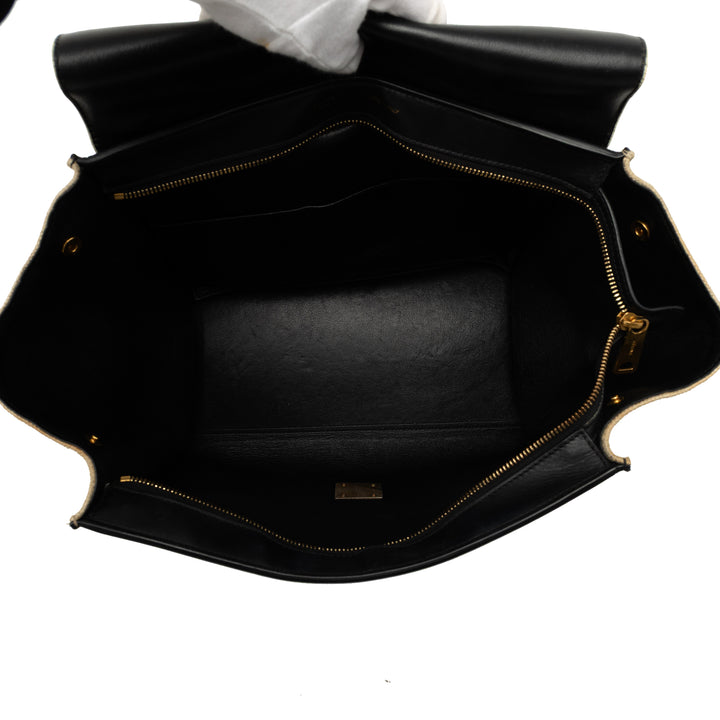 Celine Medium Tricolor Cuir de veau et Toile Trapeze Sac