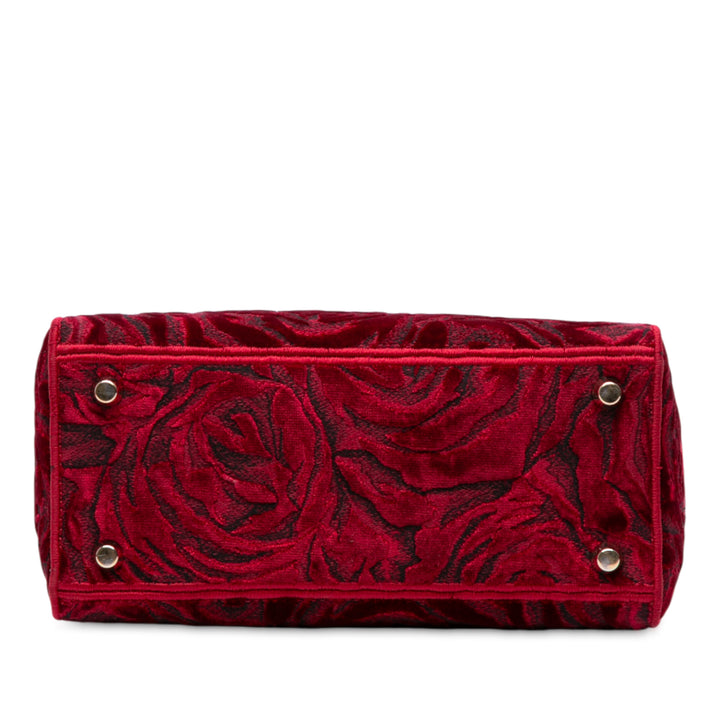 Dior Medium Embroidered Velours Roses Lady D Lite Rouge