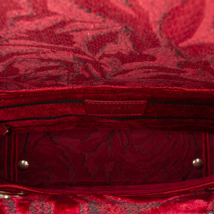 Dior Medium Embroidered Velours Roses Lady D Lite Rouge