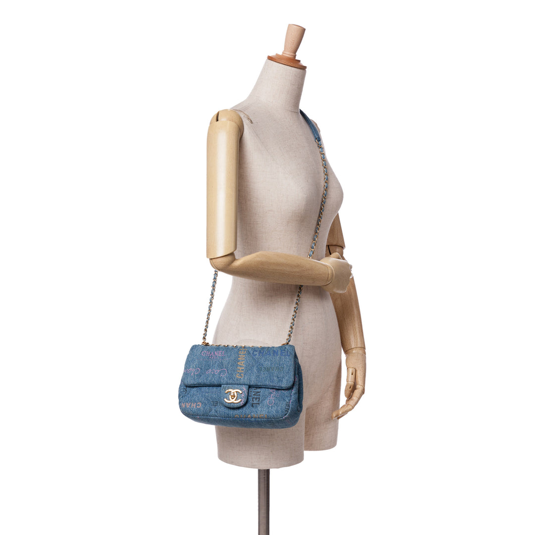 Mini Rectangular Denim Mood Flap Blue - Gaby Paris