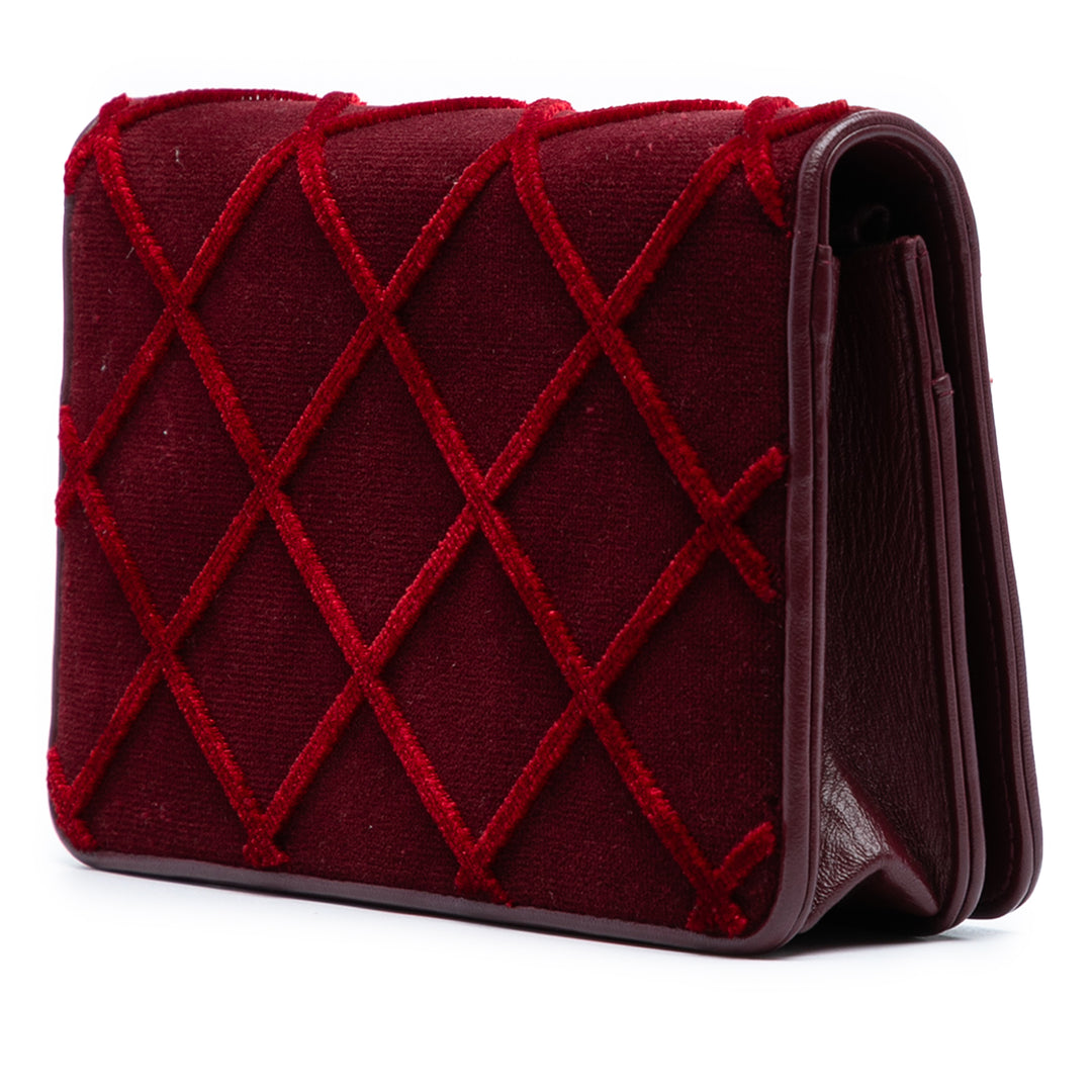 Chanel CC Quilted Velours Wallet on Chain Rouge