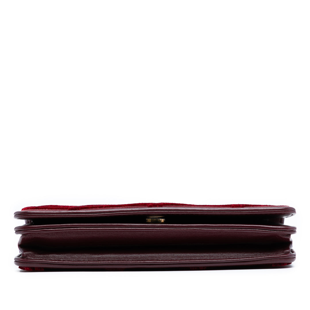 Chanel CC Quilted Velours Wallet on Chain Rouge
