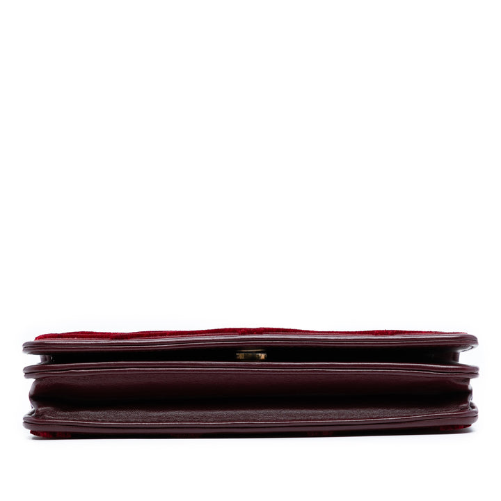 Chanel CC Quilted Velours Wallet on Chain Rouge