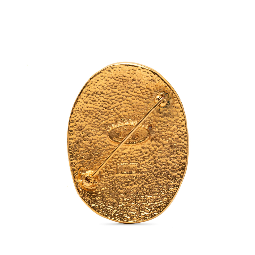 Chanel CC plaqué Crown Oval Broche