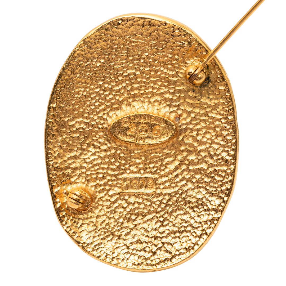 Chanel CC plaqué Crown Oval Broche